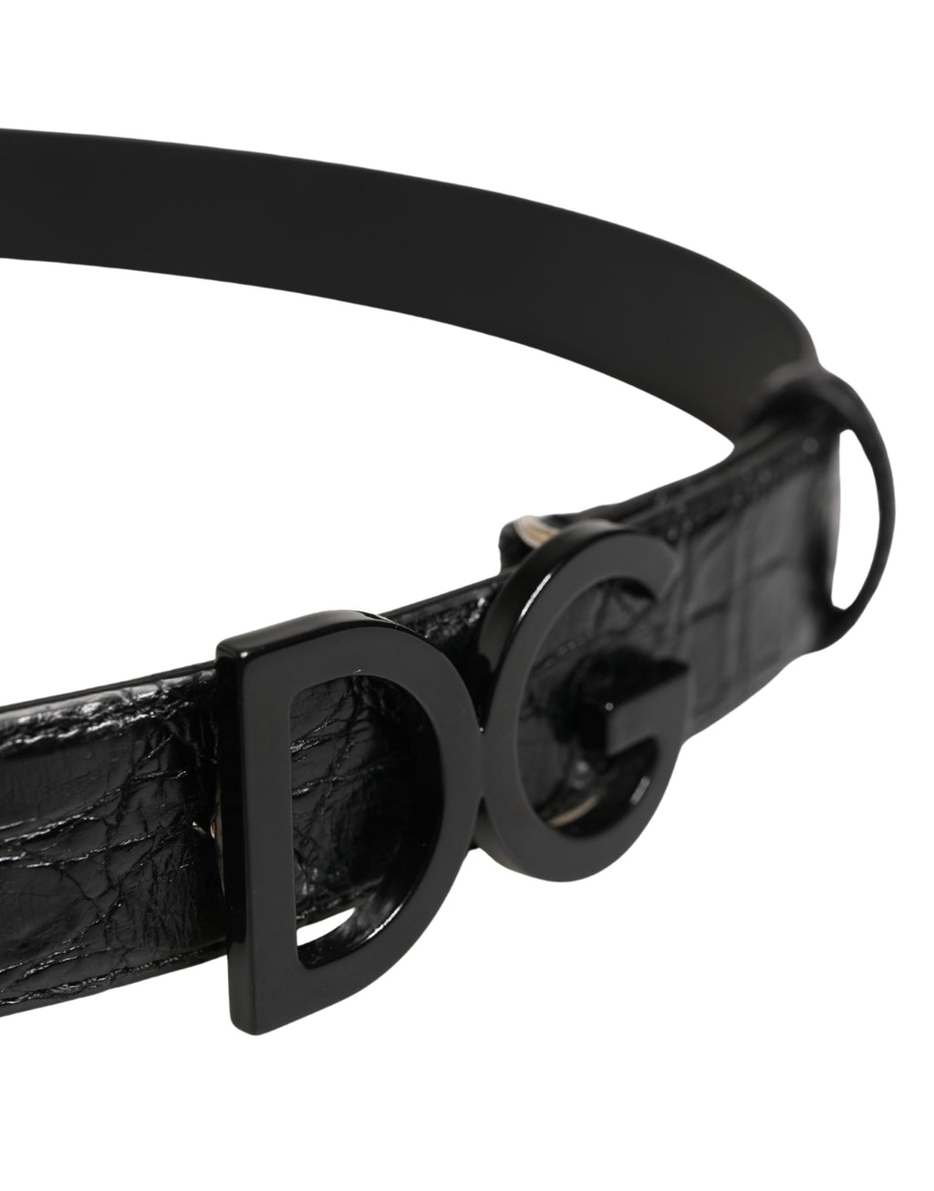 Men Black Exotic Leather Logo Buckle Belt