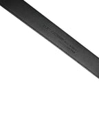 Men Black Exotic Leather Logo Buckle Belt