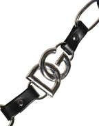 Black Leather Silver Chain Bag Accessory Shoulder Strap