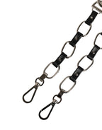 Black Leather Silver Chain Bag Accessory Shoulder Strap