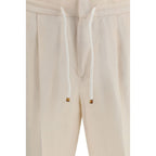 Beige Linen Casual Pants