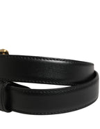Black Leather DG Logo Embellished Buckle Belt