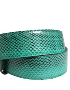 Green Leather DG Logo Embellished Buckle Belt