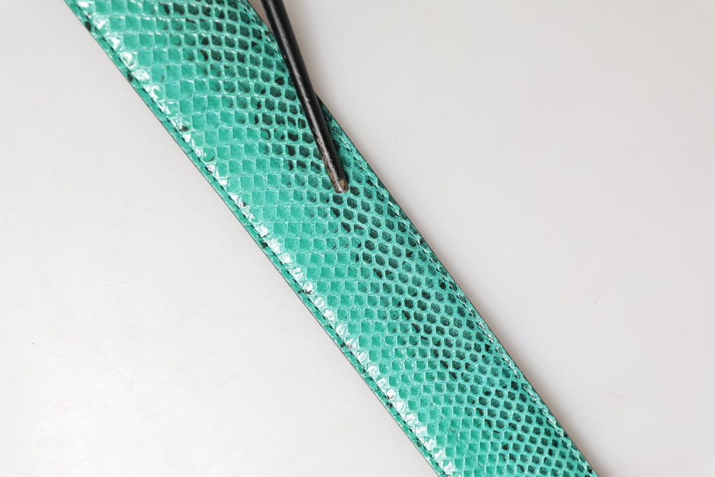 Green Leather DG Logo Embellished Buckle Belt