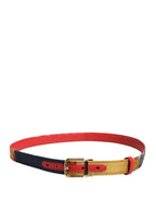 Multicolor Floral Jacquard Metal Buckle Belt
