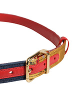 Multicolor Floral Jacquard Metal Buckle Belt