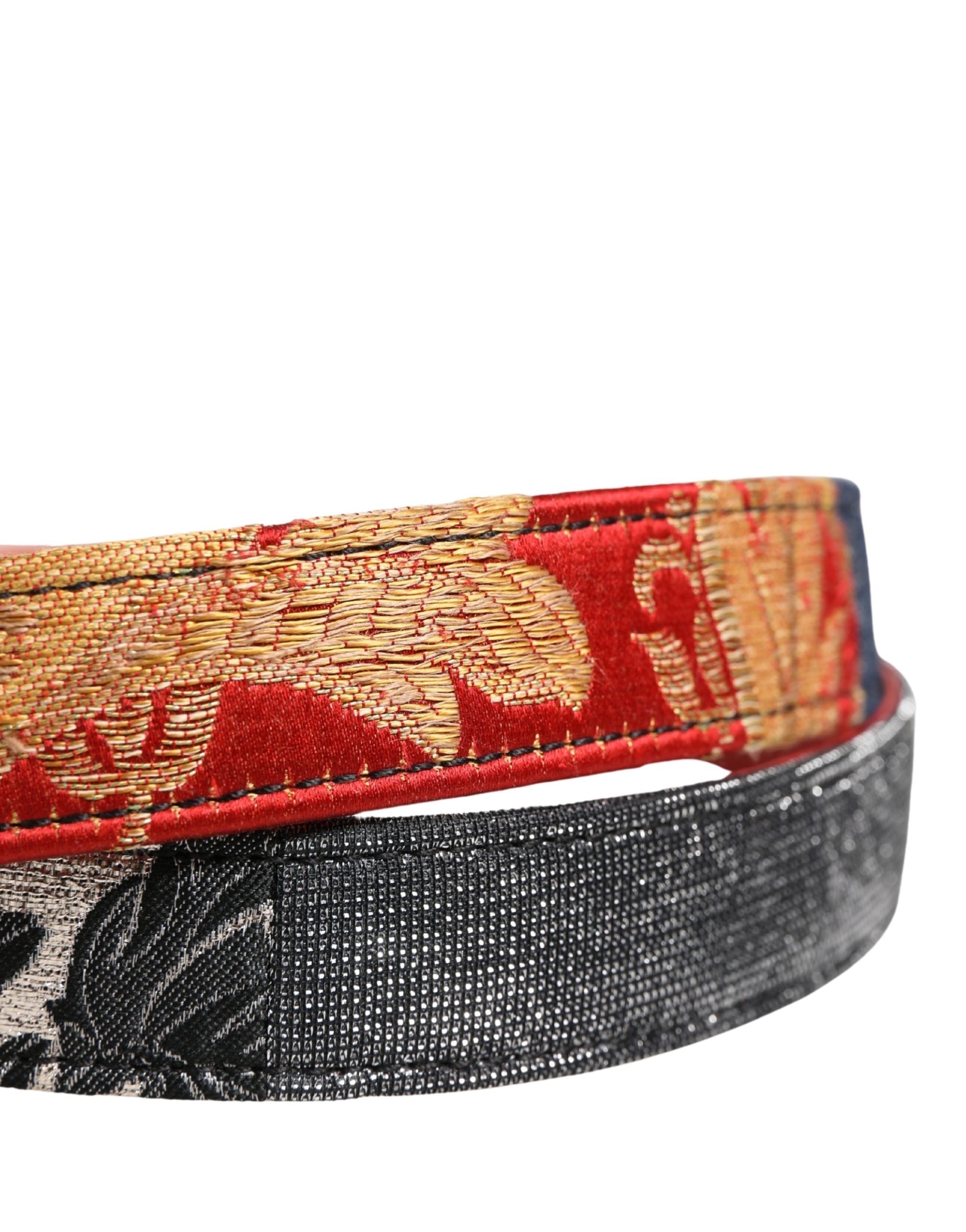Multicolor Floral Jacquard Metal Buckle Belt