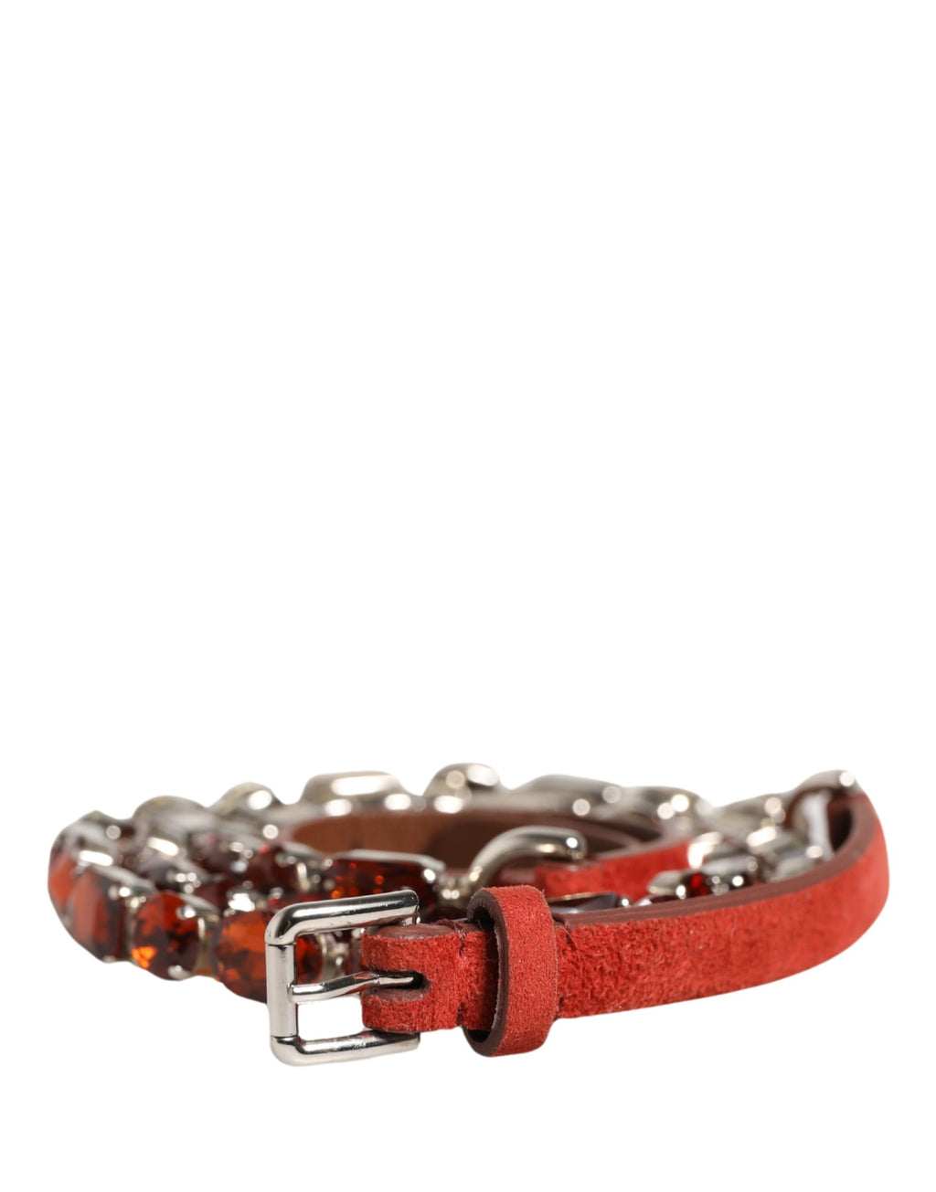 Red Velvet Crystals Chain Embellished Belt