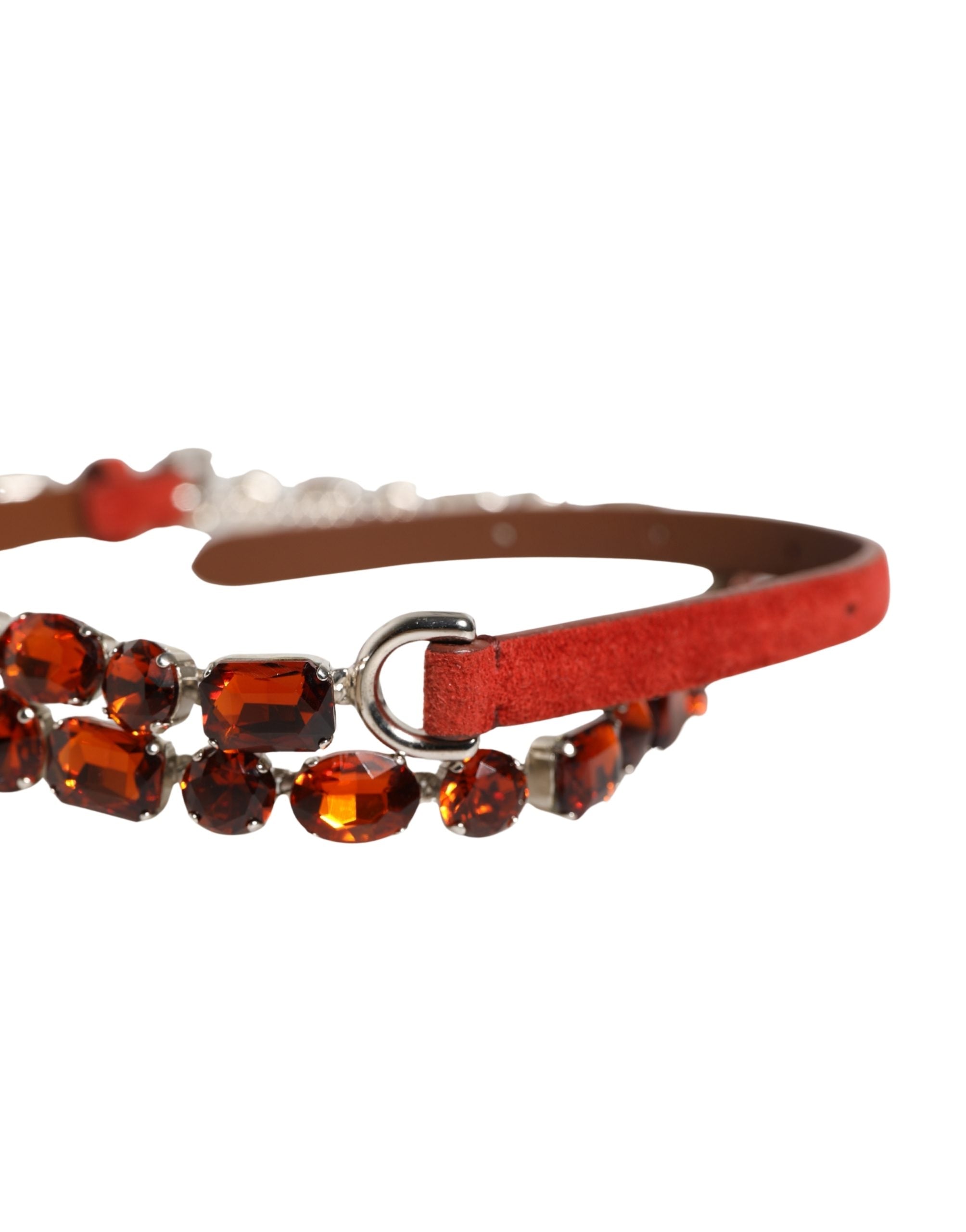 Red Velvet Crystals Chain Embellished Belt