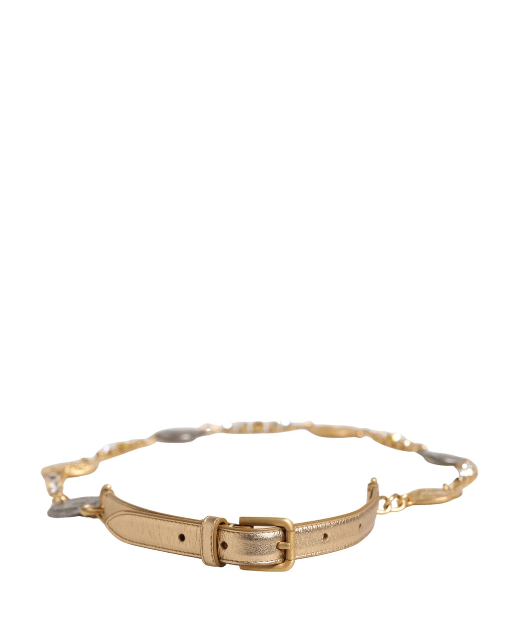 Gold Brass Chain Coin Embellished Metal Buckle Belt