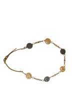 Gold Brass Chain Coin Embellished Metal Buckle Belt