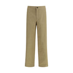 Beige Cotton Casual Pants
