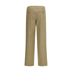 Beige Cotton Casual Pants