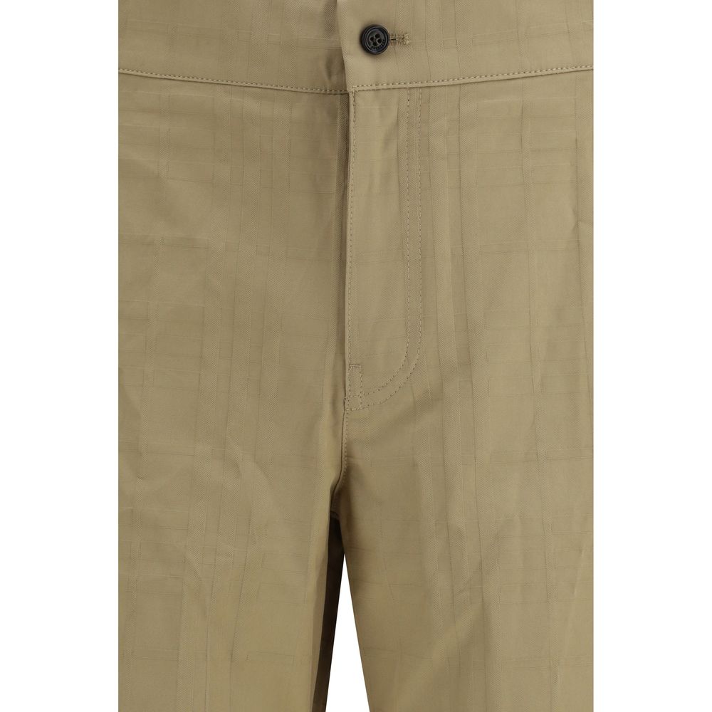 Beige Cotton Casual Pants