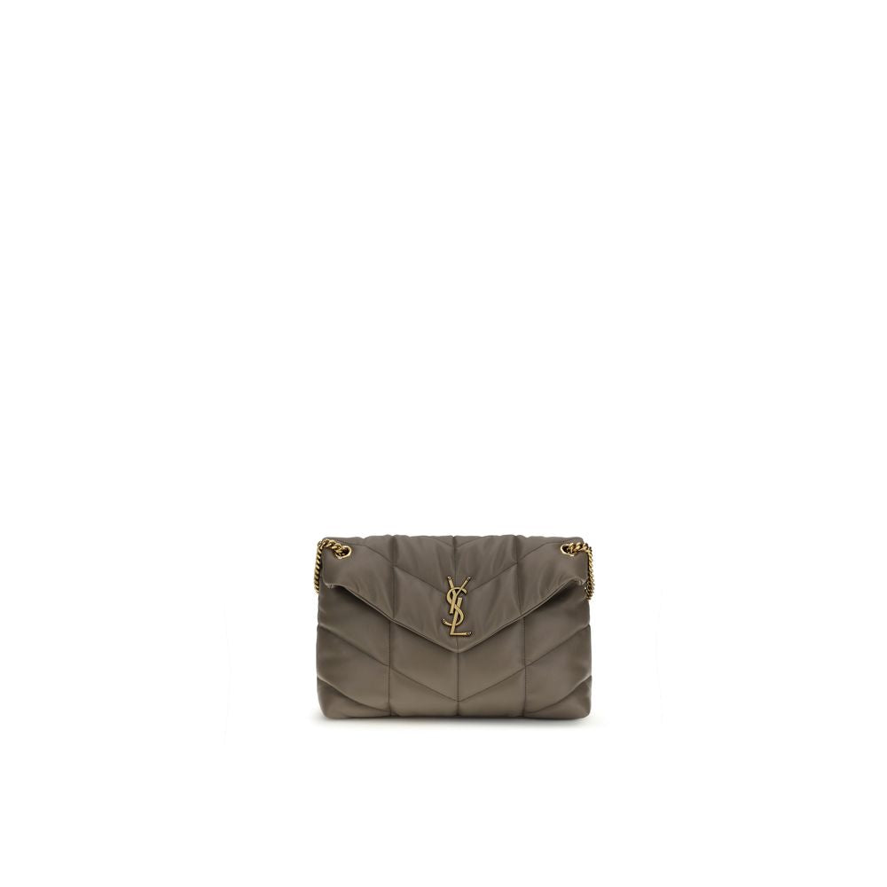 Gray Lamb Leather Shoulder Bag
