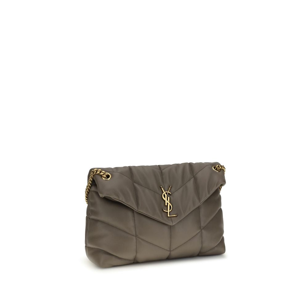 Gray Lamb Leather Shoulder Bag