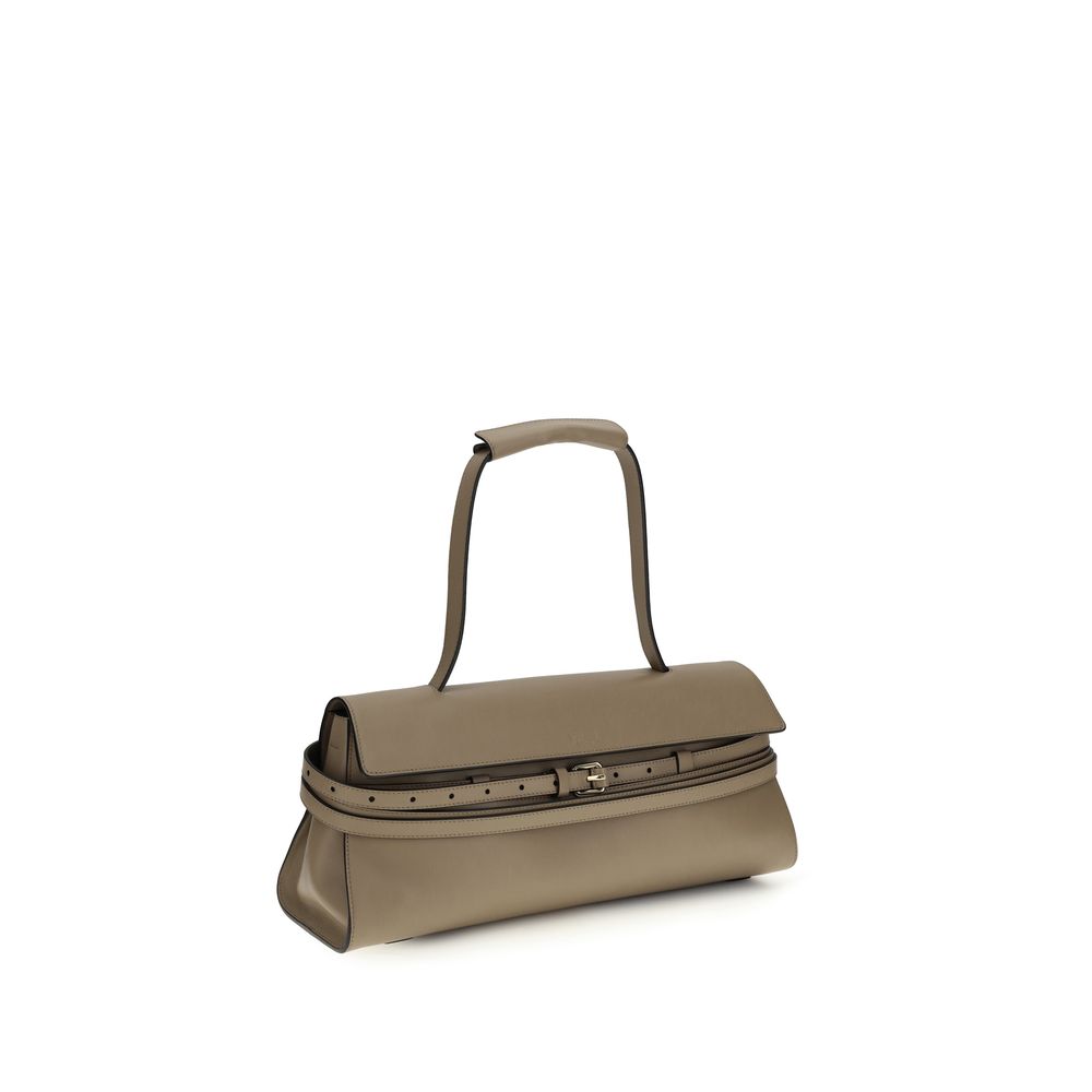 Beige Calf Leather Bos Taurus Shoulder Bag