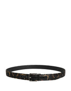 Multicolor Jacquard Silver Metal Buckle Belt