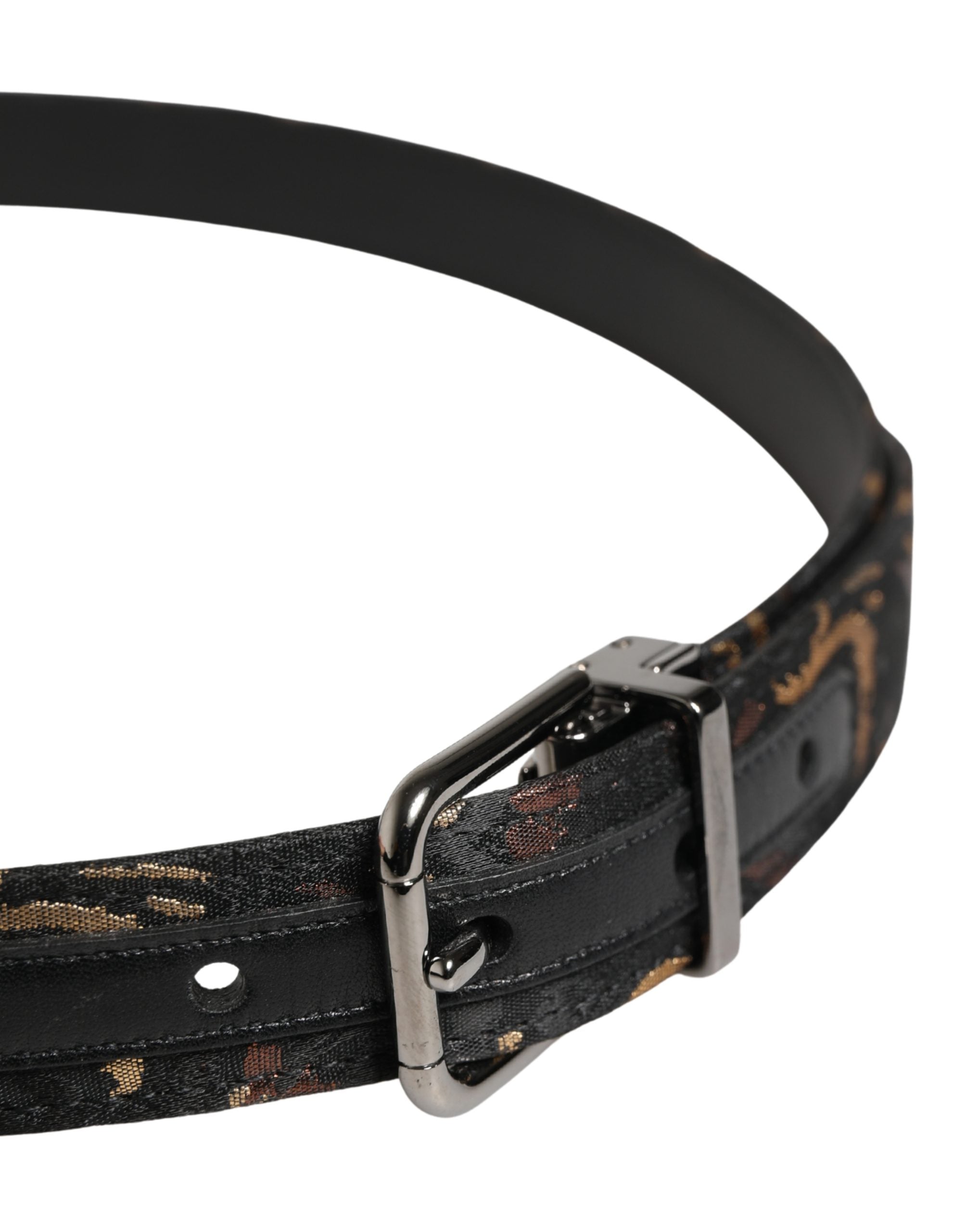 Multicolor Jacquard Silver Metal Buckle Belt