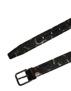 Multicolor Jacquard Silver Metal Buckle Belt