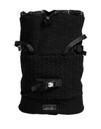 Black Tricot Wool Blend Duffel Backpack Travel Borse Bag