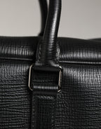 Black Car Man Applique Leather Weekender Borse Bag