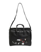 Black Car Man Applique Leather Weekender Borse Bag