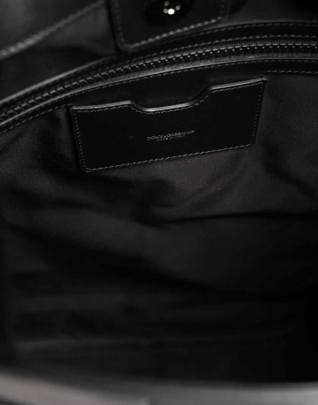 Black Leather #DGFamily Patch Shopping Tote Borse Bag