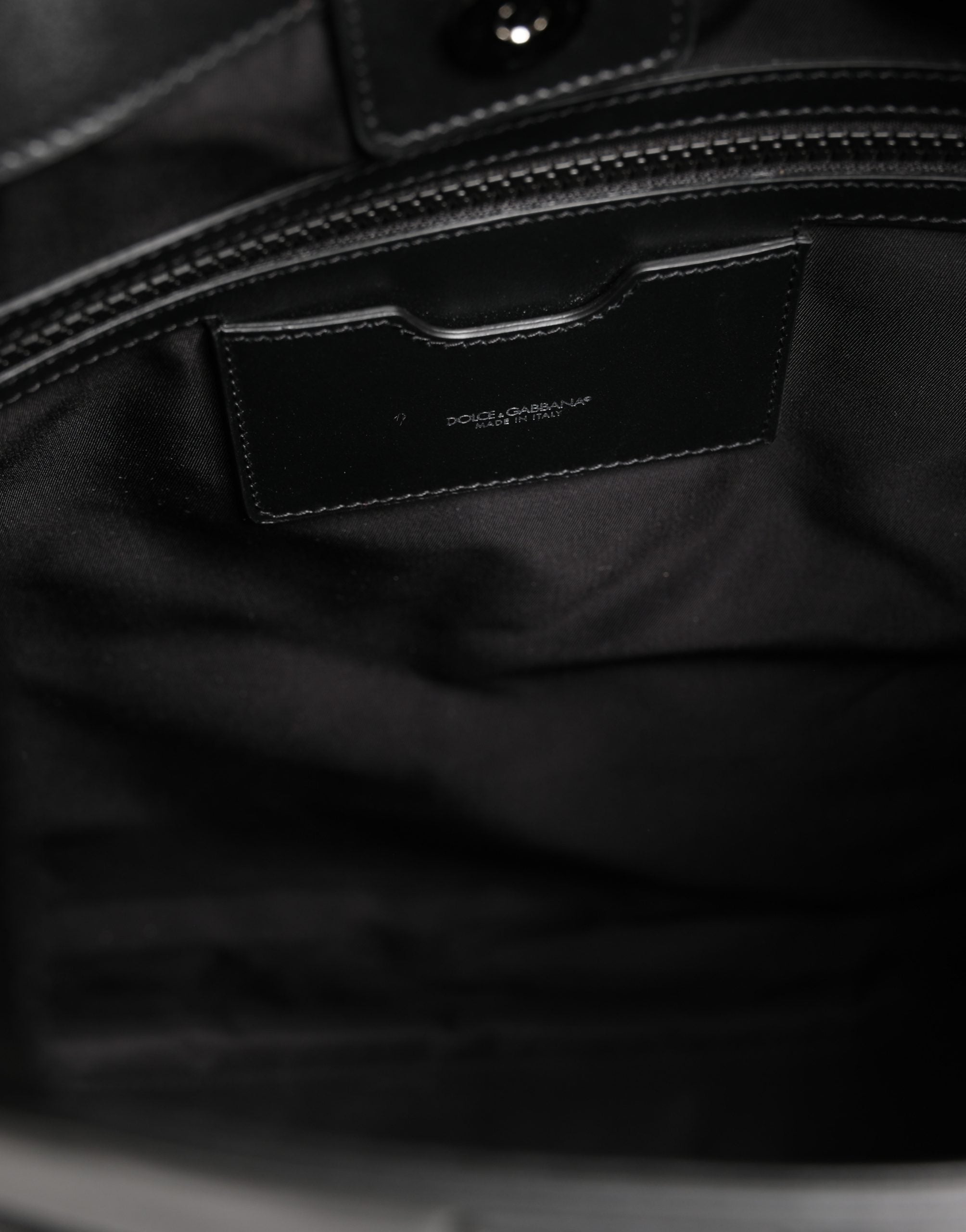 Black Leather #DGFamily Patch Shopping Tote Borse Bag