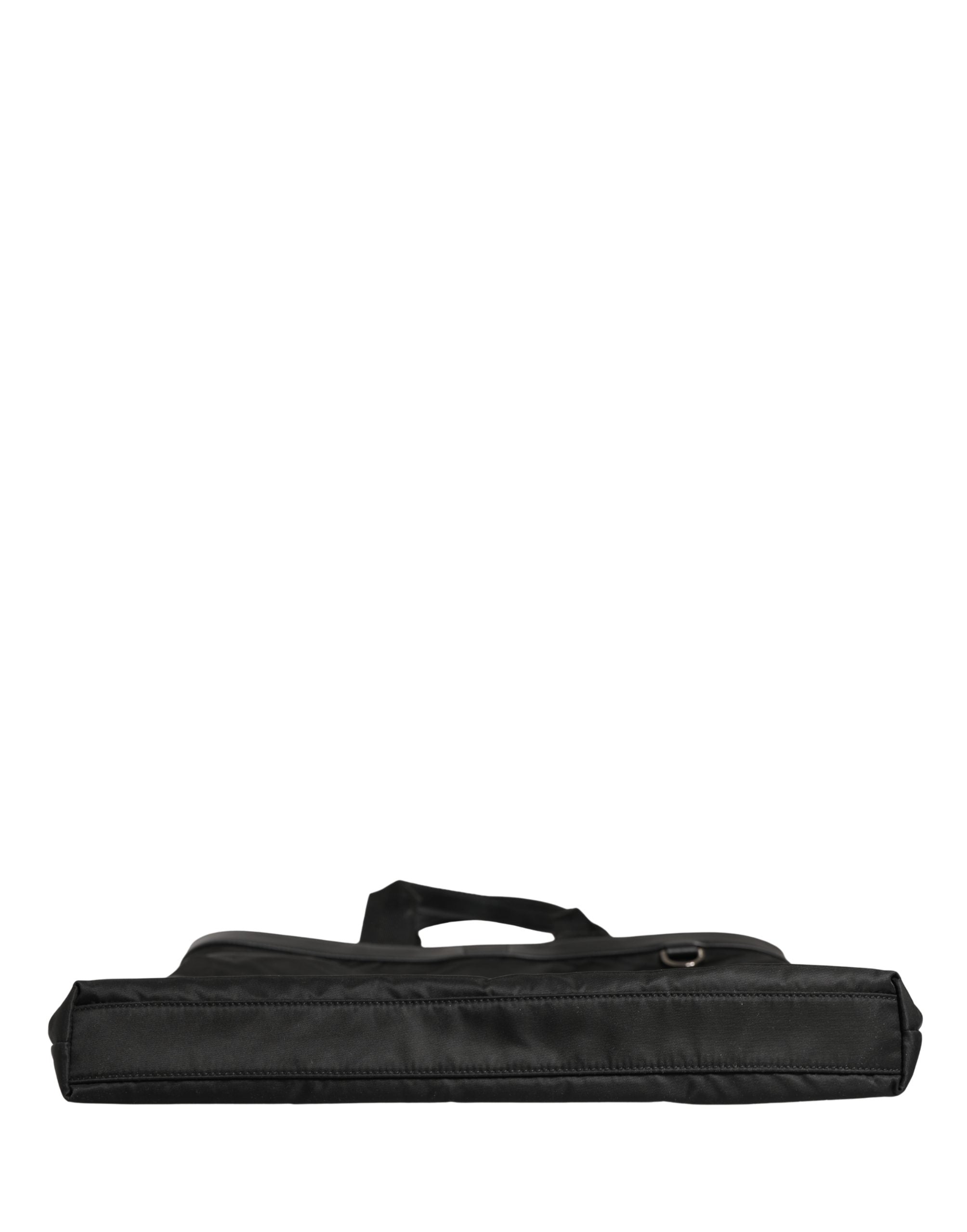 Black Leather #DGFamily Patch Shopping Tote Borse Bag