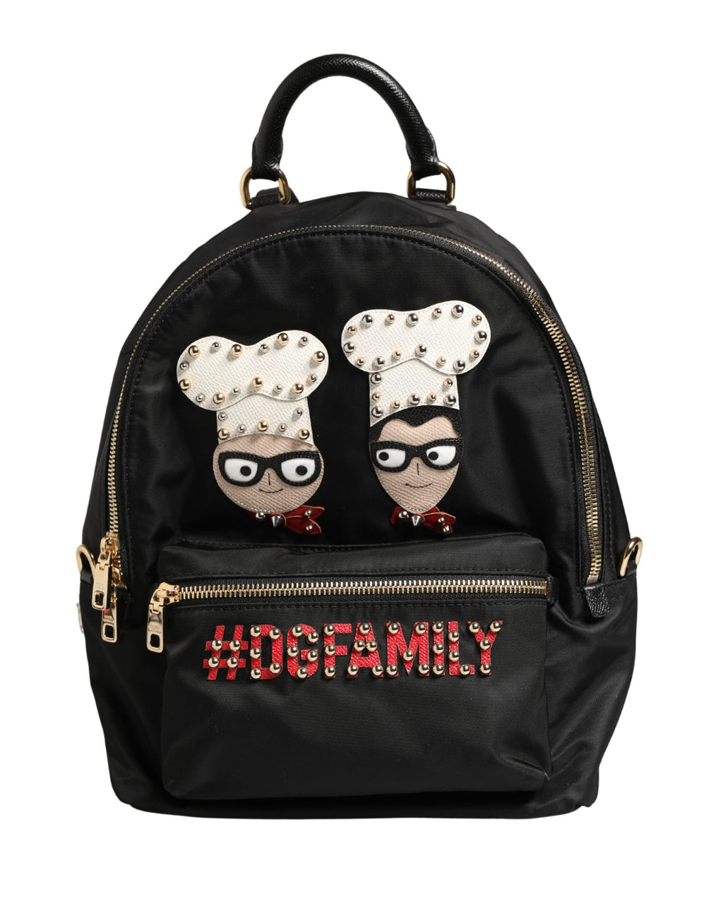 VULCANO Black Nylon #DGFAMILY Embellished Backpack Bag