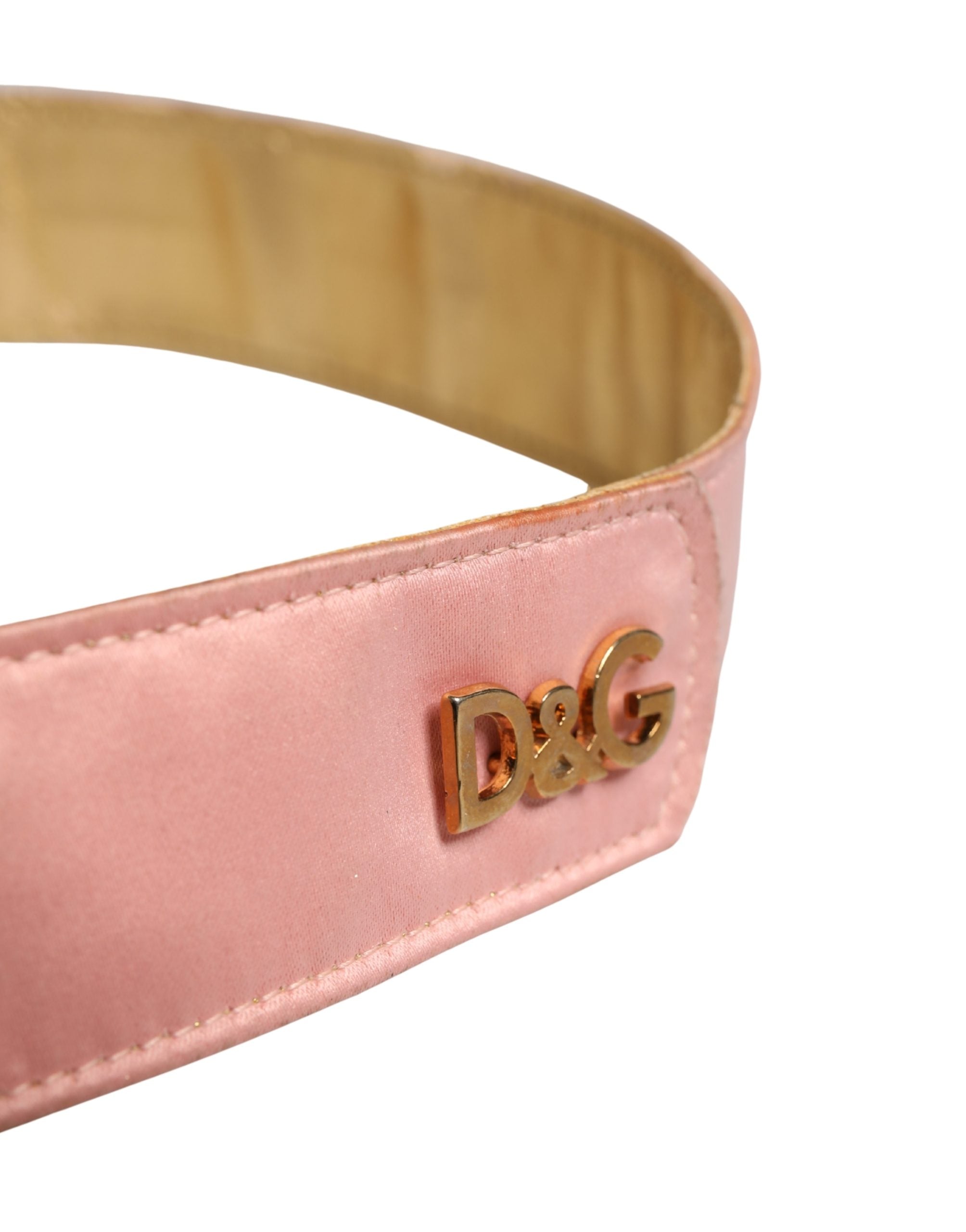 Pink Satin Leather Oval Metal Buckle Belt