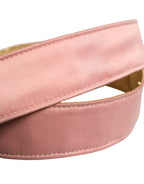 Pink Satin Leather Oval Metal Buckle Belt