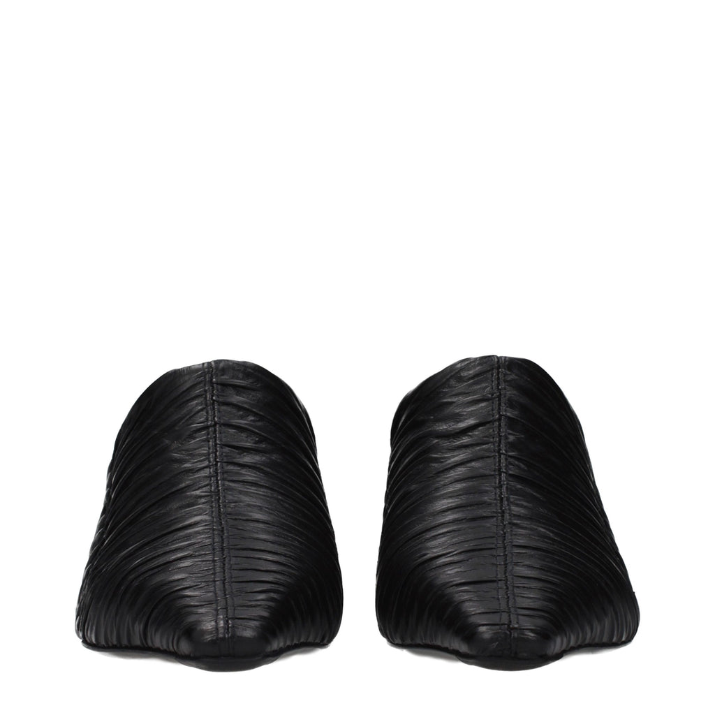 Black Leather Mid Heel Pumps