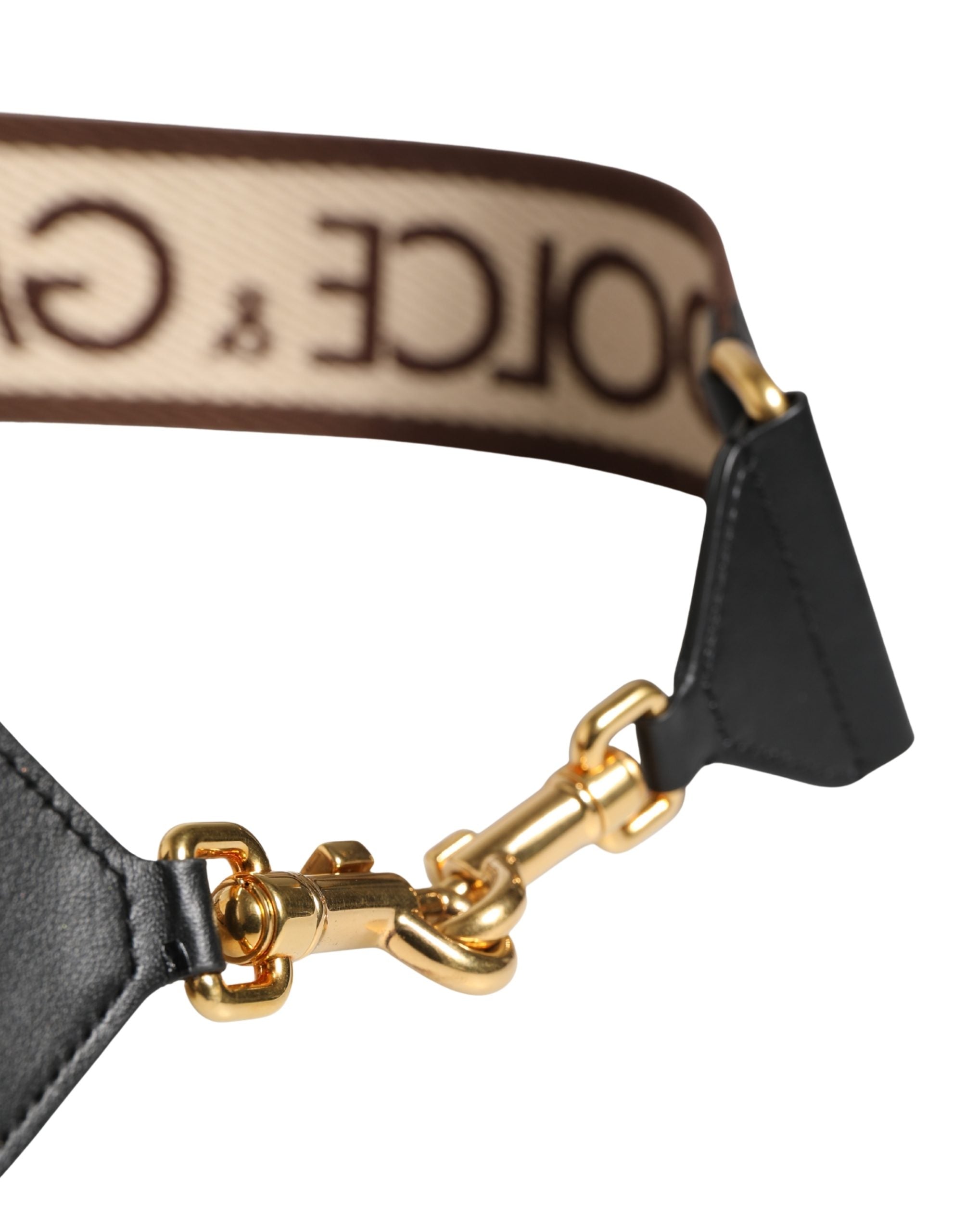 Beige Logo Print Gold Brass Bag Accessory Shoulder Strap