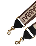 Beige Logo Print Gold Brass Bag Accessory Shoulder Strap