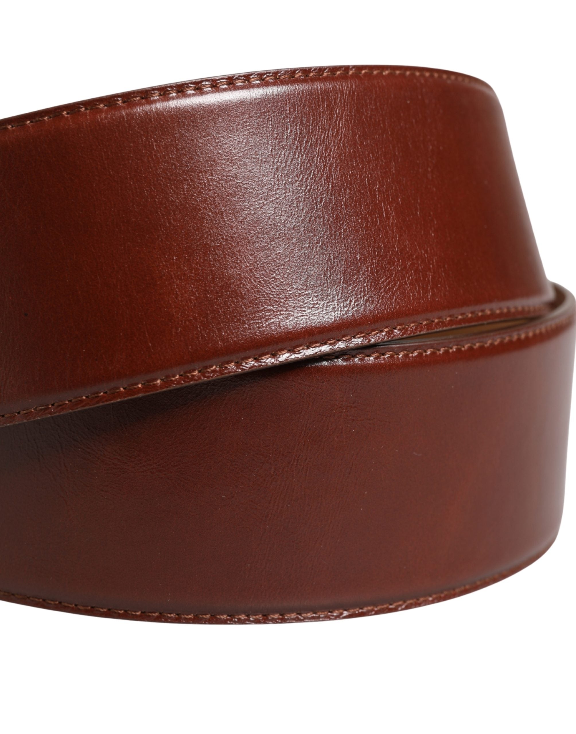 Brown Leather Waist Gold Metal Buckle Belt