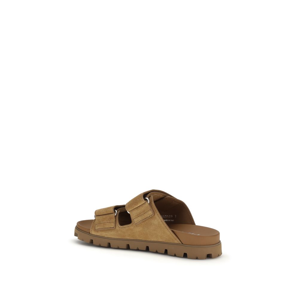 Brown Calf Leather Bos Taurus Strap-On Sandals