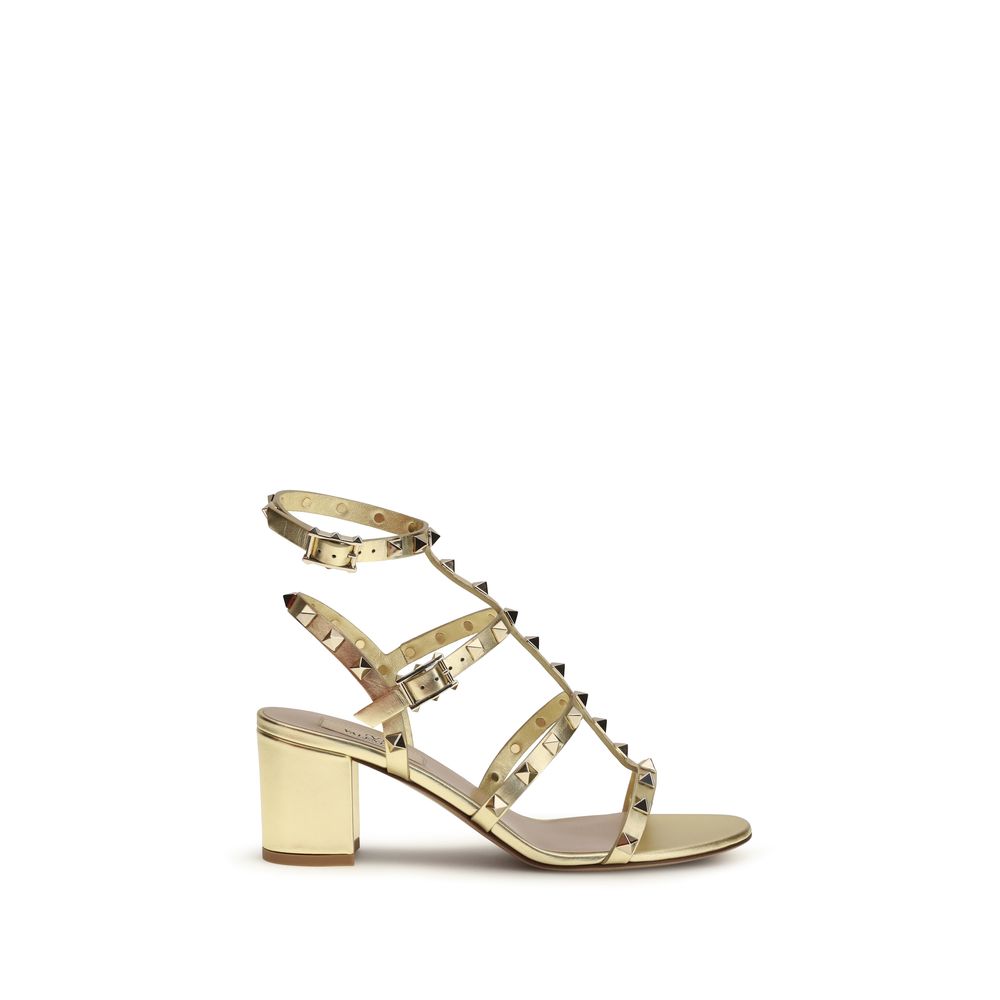 Gold Calf Leather Bos Taurus Strap-On Sandals
