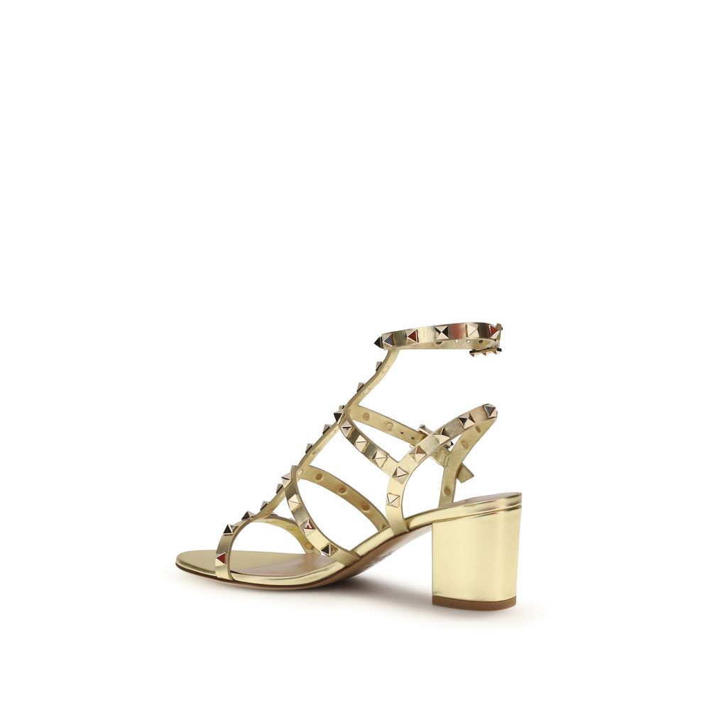 Gold Calf Leather Bos Taurus Strap-On Sandals