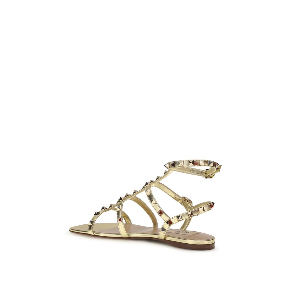 Gold Goatskin Flat Sandals