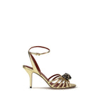 Gold Goatskin Stiletto Heel Sandals