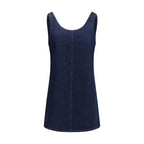 Blue Cotton Casual Dress