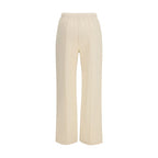 Beige Cotton Athletic Pants