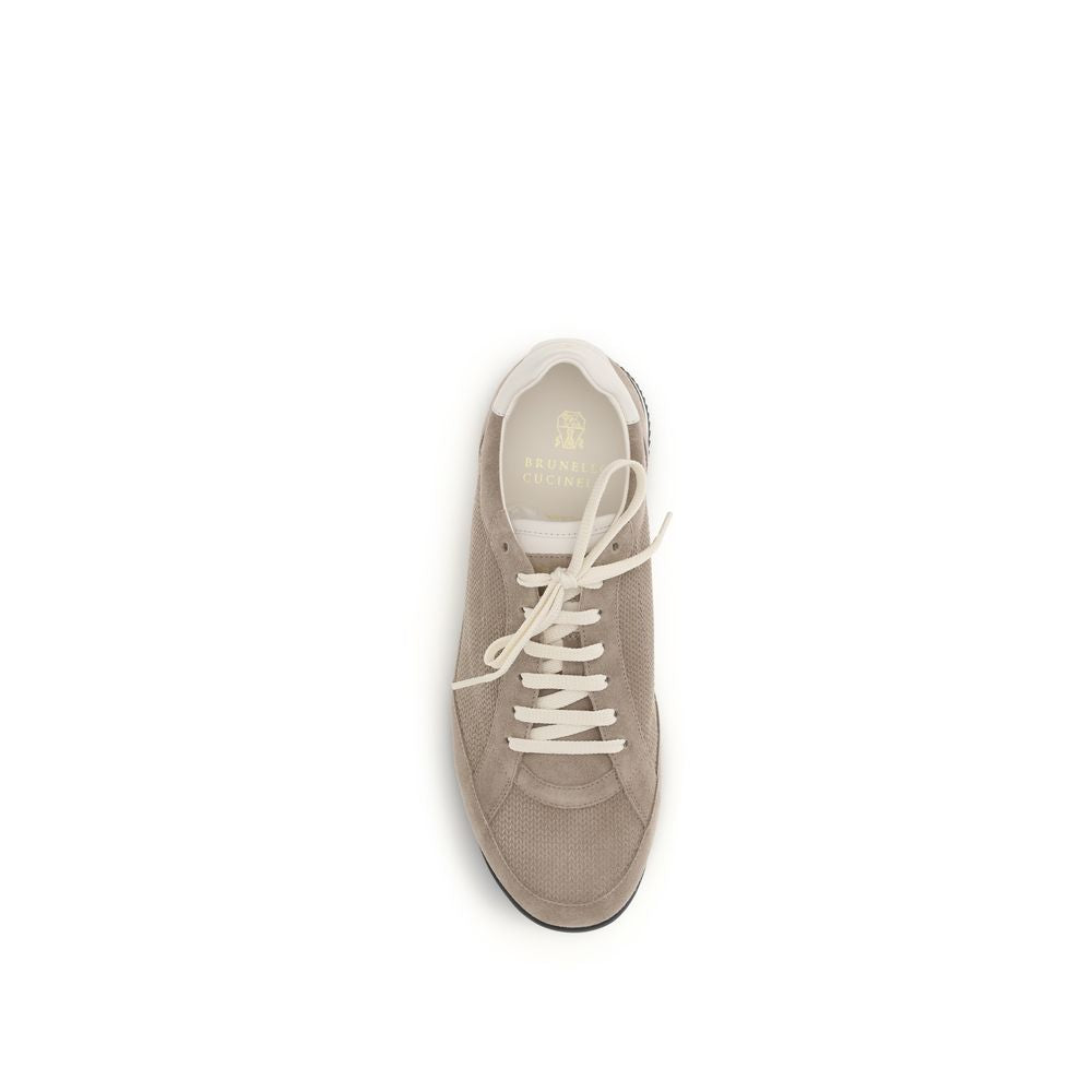 Beige Calf Leather Bos Taurus Low Top Sneakers