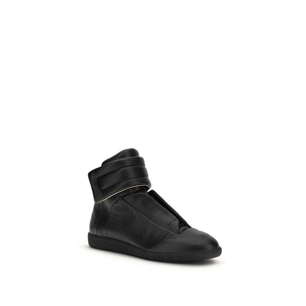 Black Calf Leather Bos Taurus High Top Sneakers