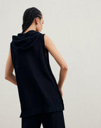 Black Cotton Sleeveles Sweater