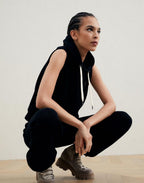 Black Cotton Sleeveles Sweater