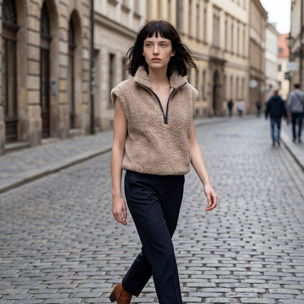 Brown Cashmere Sleeveles Sweater