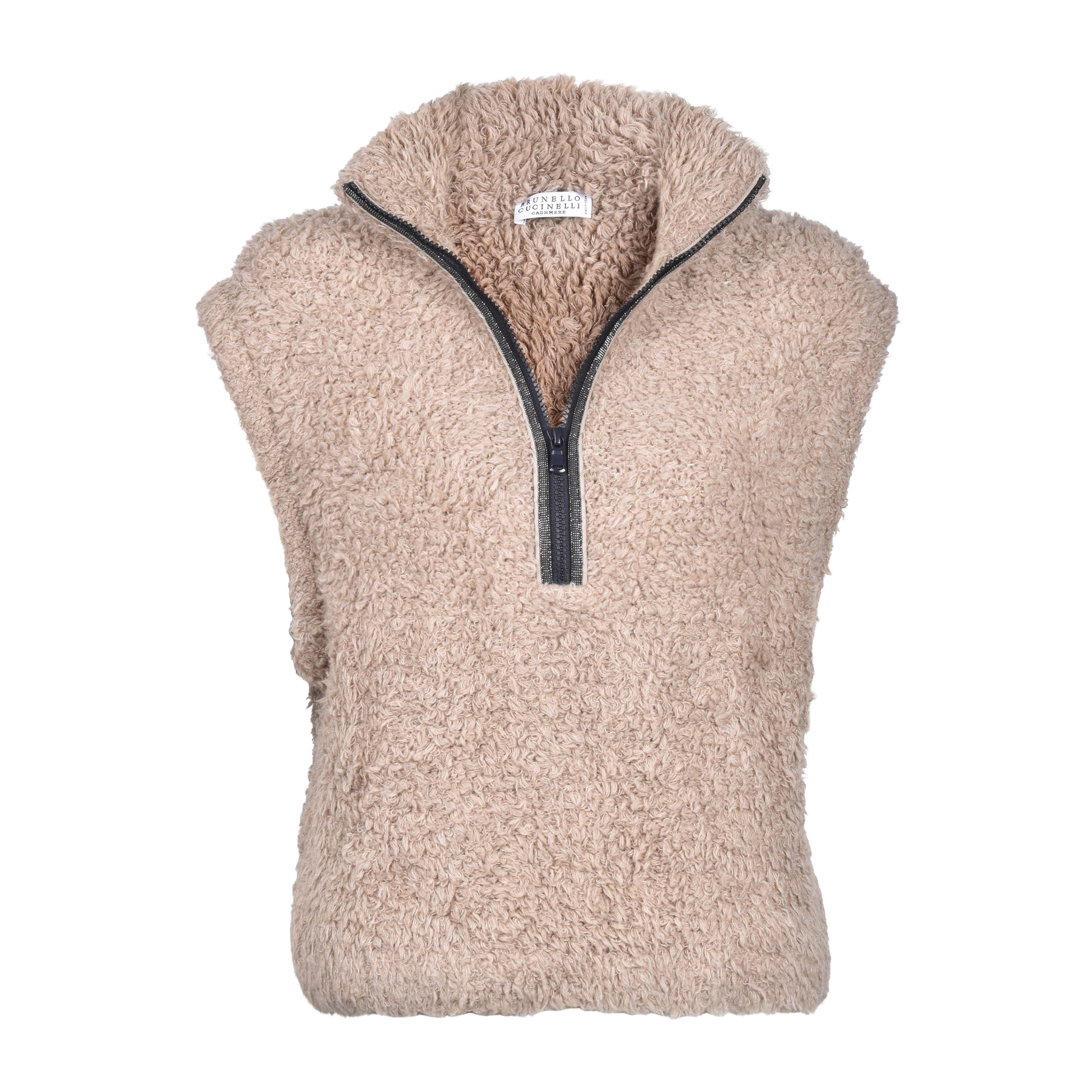 Brown Cashmere Sleeveles Sweater